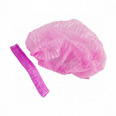 Шапочка одуванчик одноразовая розовая (100шт/уп) двойная резинка