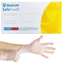 Перчатки виниловые Medicom  6-7 S прозрачные неопудренные 100 шт в уп