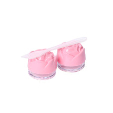 Баночки  5мл пластиковые 2шт под крем прозрачные с розовой крышкой в виде розы + шпатель