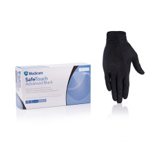 Перчатки нитрил Medicom Safe Touch Advanced Black 7-8 M черные 100 шт в уп (5,0р) 