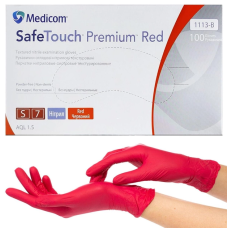 Перчатки нитрил Medicom Safe Touch 6-7 S красные 100 шт в уп (4гр)