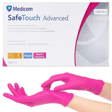Перчатки нитрил Medicom Safe Touch 5-6 XS маджента ярко розовые 100 шт в уп (3,6гр) 