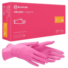 Перчатки нитрил Mercator Nitrilex magenta XS маджента ярко розовые 100 шт в уп
