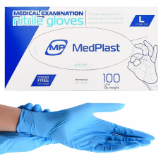 Перчатки нитрил MedPlast 8-9 L голубые 100 шт в уп 