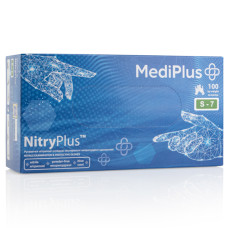 Перчатки нитрил MediPlus NitryPlus Blue 6-7 S голубые 100 шт в уп (3.8гр)