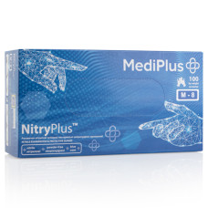Перчатки нитрил MediPlus NitryPlus Blue 7-8 M голубые 100 шт в уп (3.8гр)
