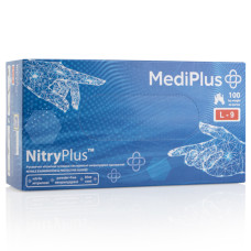 Перчатки нитрил MediPlus NitryPlus Blue 8-9 L голубые 100 шт в уп (3.8гр)