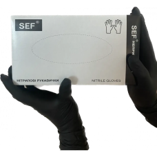 Перчатки нитрил SEF 5-6 XS черные 100 шт в уп  