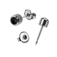 Серьги Studex Silver Черный оникс в завальцовке средний Серебро