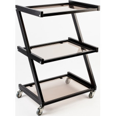 Тележка косметологическая на 3 полки лестницей стекло черная 