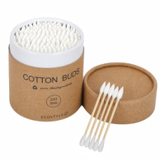 Палочки ватные бамбуковые Cotton Buds белые (200шт) картонная круглая упаковка
