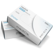 Перчатки нитрил MediOk Snow 6-7 S белые 100 шт в уп 3,5гр  
