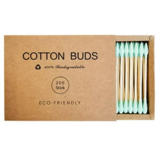 Палочки ватные бамбуковые обычные + острые Cotton Buds зеленые (200шт) картонная квадратная упаковка Палочки ватные бамбуковые обычные + острые Cotton Buds зеленые (200шт) картонная квадратная упаковка