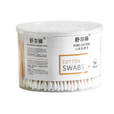 Палочки ватные бамбуковые Cotton SWABS белые (500шт) пластиковая круглая крупная упаковка